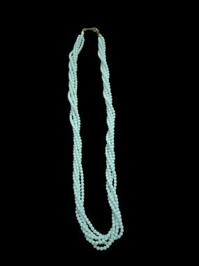 Vintage Signed NAPIER 5 Strand Multistrand White Small Bead Necklace 23" Fashion